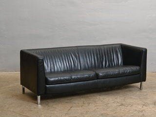 Ādas dīvāns, melns 653010